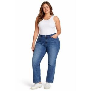 Old Navy Boyfriend Jeans Blue Raw Hem Stretch Denim Button Zip Pockets size 14